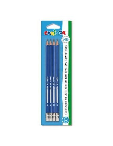 Crayons noir HB avec gomme blister 4 pièces